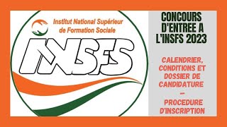 Concours DEntrée A LINSFS 2023  Liste Calendrier Et Conditions De Candidature  Inscription [upl. by Duahsar]