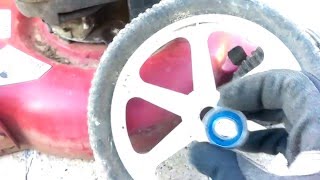 Craftsman High Wheel Mower  wheel repair for worn plastic inserts [upl. by Garth]