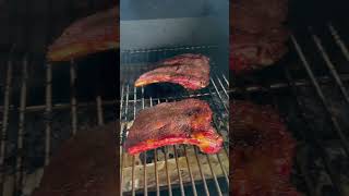 Beef back ribs on pellet smoker [upl. by Ecinaj762]