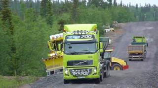 Veekmas grader and Volvo FH16 700 8x4 in Roadconstruction [upl. by Adnahs]