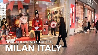 MILAN ITALY WALKING TOUR 🇮🇹 BEST STREETS FOR SHOPPING IN 4K [upl. by Pippy822]