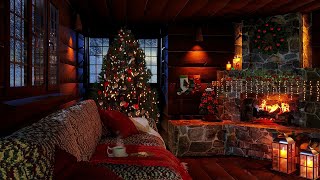 Cozy Christmas Log Cabin Ambience  Relaxing Fireplace and Blizzard Sound for deep sleep [upl. by Laeno580]