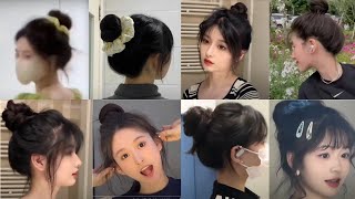 EASIEST High Bun Hairstyles🌈Beautiful hairstyles that are easy to do💥 Korean bun Hairstyle [upl. by Neira]