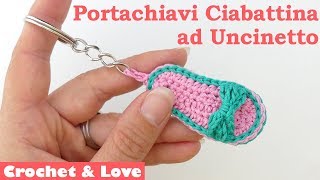 Tutorial portachiavi ciabattina ad uncinetto sub English Español and Français [upl. by Lombard702]