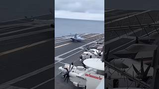 Jets Landing on US Nuclear Air Craft Carrier 🇺🇲🦅 military usnavy usaf shorts ytshorts [upl. by Sherwood]