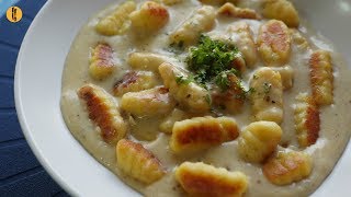 Crispy Gnocchi Pasta with Cheese Sauce Recipe By Food Fusion [upl. by Ahsied]