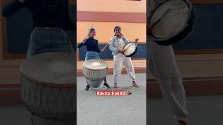 Rakita Rakita with Parai partner ✌️ Chandrika amp Vedha Sri Sahana parai drums trending tamil [upl. by Anaer]