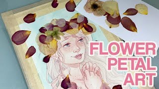 Using Pressed Flower Petals in a Painting  Watercolor Speedpaint [upl. by Stefania]