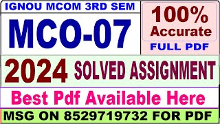 MCO 07 solved assignment 2024  mco 07 solved assignment 202324 in English  ignou 3rd mco 7 2024 [upl. by Oesile]