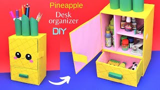 DIY Desk Organizer How to make Space Saving Cute 🍍 Pineapple Desk Organizer Best out of Waste [upl. by Hueston]