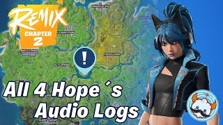 All 4 Hope Audio Logs Locations  Remix Chapter 2 fortnite [upl. by Akkinahs]