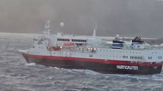 MS Vesterålen Hurtigruten on rough seas in Finnmark today Oct29 2024 [upl. by Abshier]