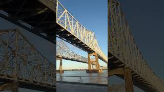 Crescent City Connection bridges over Mississippi River at port of New Orleans neworleans bridges [upl. by Turpin238]