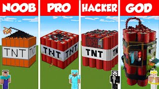 Minecraft WORKING TNT HOUSE BUILD CHALLENGE  NOOB vs PRO vs HACKER vs GOD  Animation [upl. by Wahl]