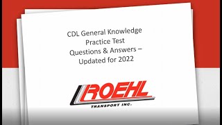 2022 CDL Practice Test Updated  General Knowledge  Questions and Answers [upl. by Adnuhsor]