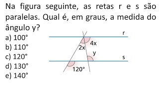 Na figura seguinte as retas r e s são paralelas Qual é em graus a medida do ângulo y [upl. by Ayyidas]