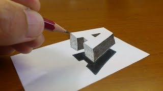 Very Easy How To Drawing 3D Floating Letter quotAquot 2  Anamorphic Illusion  3D Trick Art on paper [upl. by Donnamarie]