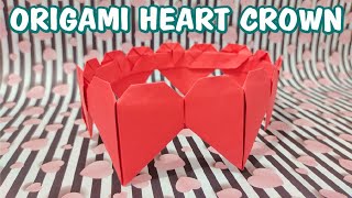 Easy Origami Heart Crown Tutorial  Wearable [upl. by Avihs]