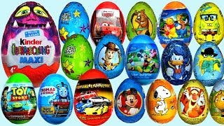 26 Surprise eggs Kinder Maxi Disney Pixar Cars 2 Маша и Медведь Kinder Surprise Toy Story [upl. by Akihdar]