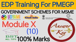 MODULE X GOVERNMENT SCHEMES FOR MSME ।। EDP Training QnA [upl. by Rick]