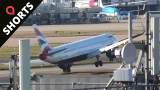 Plane hits Heathrow runway in aborted landing during Storm Corrie ✈️  SWNS shorts [upl. by Wadesworth]