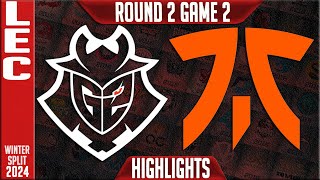 G2 vs FNC Highlights Game 2  LEC Winter 2024 Playoffs Upper Round 2  G2 Esports vs Fnatic G2 [upl. by Guinna]