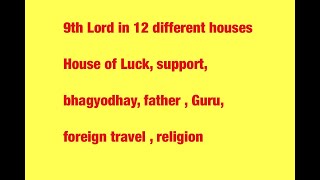 9th Lord in 12 different houses in astrology [upl. by Hirai98]