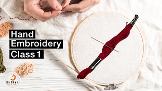 hand embroidery for beginners  class 1  step by step  119 [upl. by Toscano438]