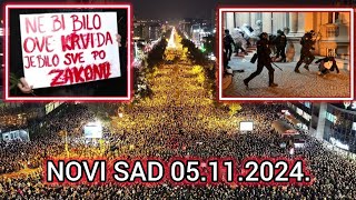 SERBIA Demonstrations and brawl in Novi Sad due to the recent tragedy  05112024 [upl. by Akeenahs]