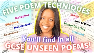 Five Literature Techniques Youll Find In ANY Unseen Poem  GCSE Poetry Devices  Free Revision Pack [upl. by Nalyr]