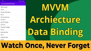 MVVM architecture Android hindi  MVVM  MVVM Android [upl. by Godfrey]