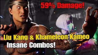 MK1Liu Kang amp Khameleon Kameo 59 Damage Insane Combos [upl. by Alyworth]