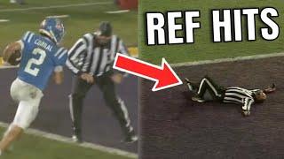 College Football Refs Getting Hit [upl. by Nnaarual571]