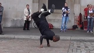 Fist Handstand PushUps on concrete floor by 46 Year Old Street Performer [upl. by Rento]