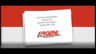 2023 CDL Practice Test Updated  General Knowledge  Questions and Answers [upl. by Kone]