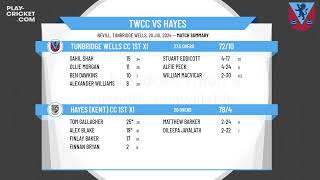 Tunbridge Wells CC 1st XI v Hayes Kent CC 1st XI [upl. by Ennoira]