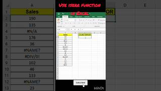 shorts array function 20 second 😱💯iserr function👌 Advance Excel  exceltips exceltricks [upl. by Munson]