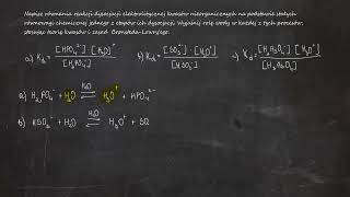 Napisz równania reakcji dysocjacji elektrolitycznej kwasów nieorganicznych na podstawie stałych [upl. by Aneelad]