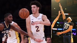 Lonzo Ball 24 Plus Minus Jameer Nelsons Pelicans Debut Pelicans vs Lakers 201718 Season [upl. by Yleme]