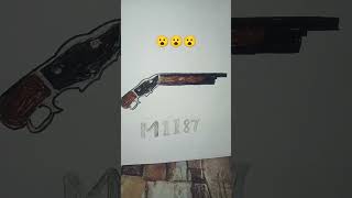 Shotgun M1187 easy drawing  free fire emotional short video  viral shorts [upl. by Noirrad]