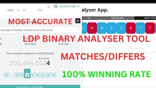 How to trade MatchesDiffers using LDP Binary Analyser tool on Deriv Simple 100 Accurate [upl. by Sutniuq]