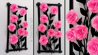 Rose wall hanging craft  Diy Home decor ideas  Diy room decor  Paper wall decor  Paper Wall mate [upl. by Drusus]