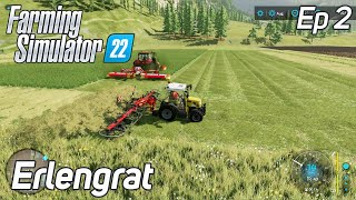 ⭐ Farming Simulator 22 ⭐FS22⭐ Erlengrat⭐ Mow Grass Drying With Tedder Transport Grass Bales ⭐ Ep 2 [upl. by Cary846]