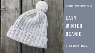 Easy Crochet Winter Ribbed Hat [upl. by Lucila224]