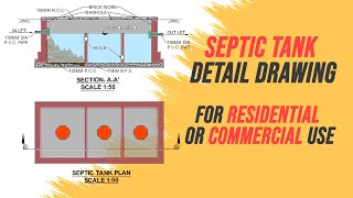 SEPTIC TANK DETAILED DRAWING  2D AUTOCAD  WORK TIMELAPSE [upl. by Dao401]