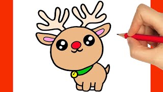 HOW TO DRAW A CHRISTMAS REINDEER  CHRISTMAS DRAWINGS [upl. by Bloomer]