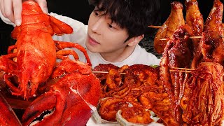 ASMR MUKBANG  직접 만든 매운 해물찜 팽이 버섯 대왕 랍스터 낙지 치즈 구이 먹방 amp 레시피 MUSHROOM amp OCTOPUS amp SEAFOOD EATING [upl. by Prowel]