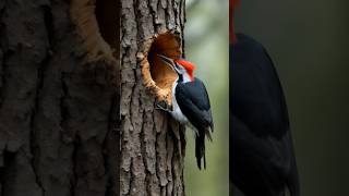 A woodpecker knocks on a tree AI woodpecker knocks [upl. by Airamesor]