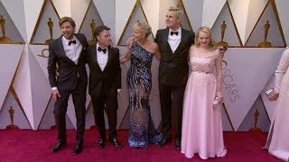 Oscars 2018 Arrivals Elisabeth Moss Annica Liljeblad Claes Bang and Ruben Östlund  ScreenSlam [upl. by Beane]