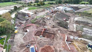 October 2024  Ash Aldershot new rail bridge and link road construction update drone video [upl. by Yerag]